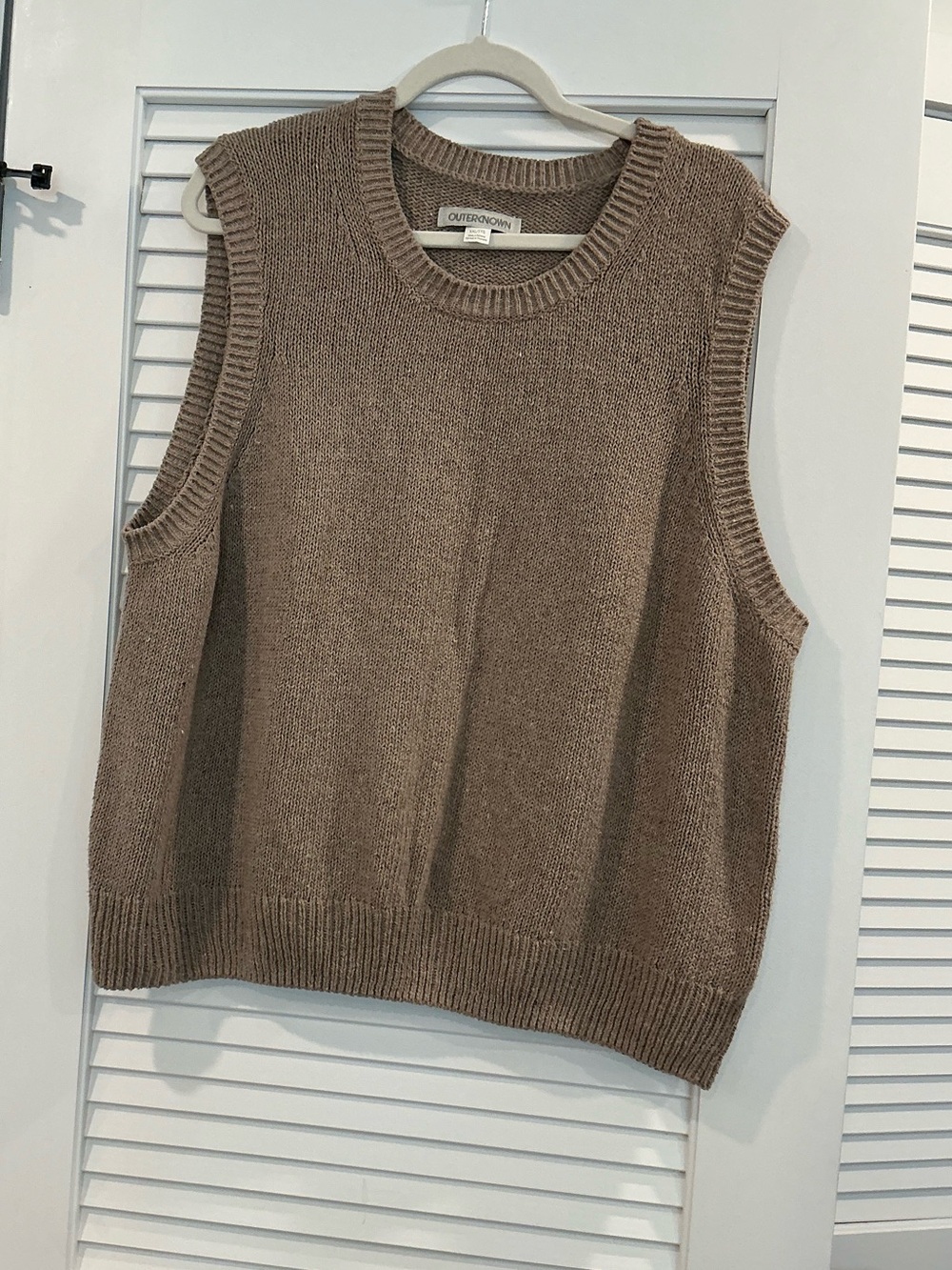 WomOuterknown Taupe Knit Sleeveless Crewneck Sweater Vest preppy XXL